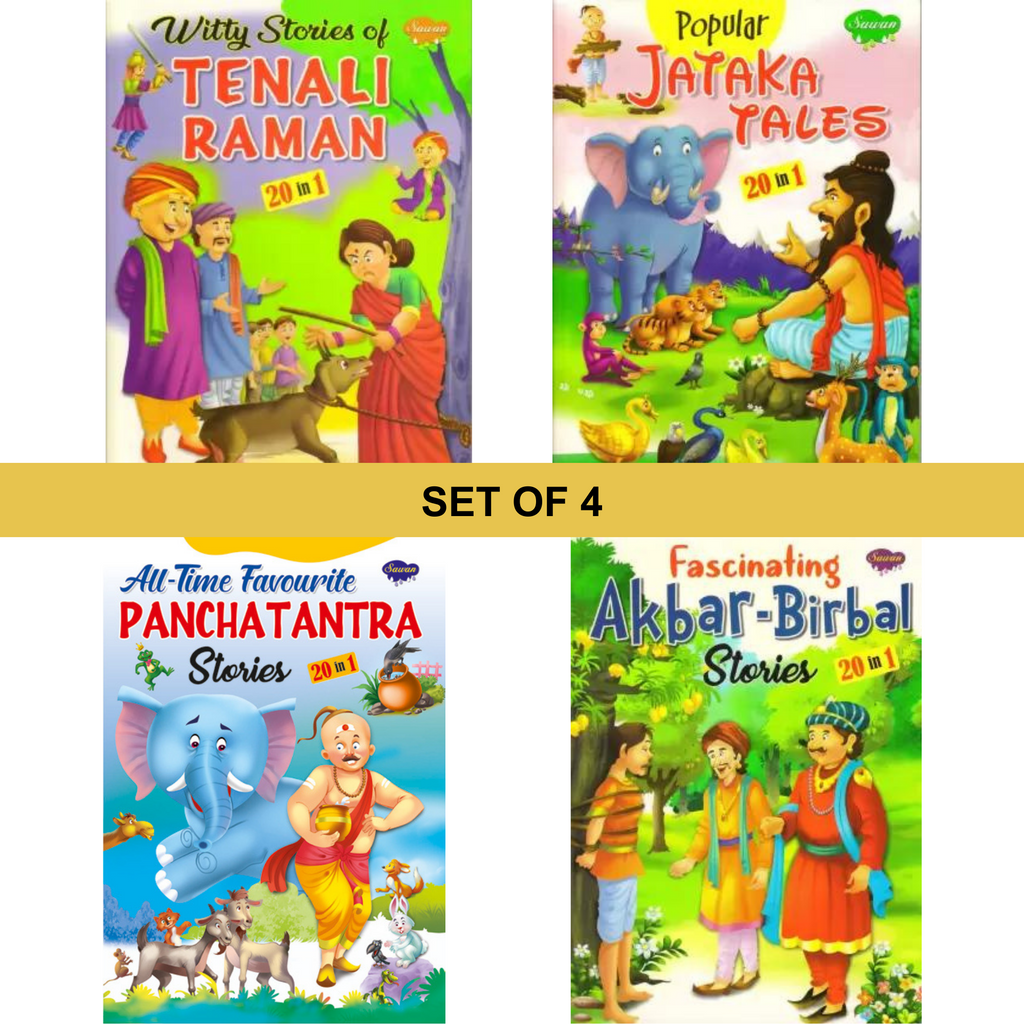 Ensemble de 4 : Tenali Rama, Jataka Tales, Akbar Birbal et Panchatantra (série 20 en 1)