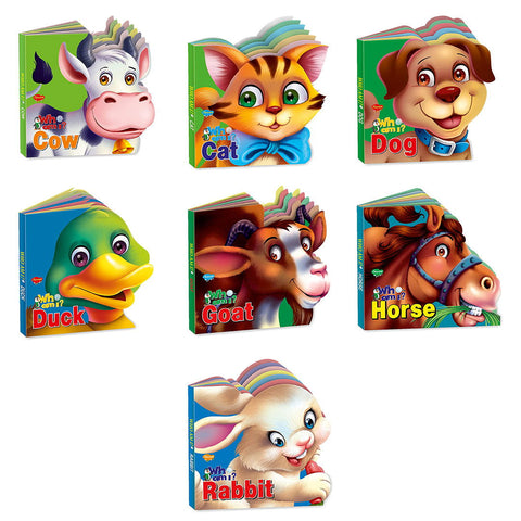 Learn About Domestic Animals | Who Am I Die-Cut Shape Board-Books | Pack of 7 Books - SapienKid™