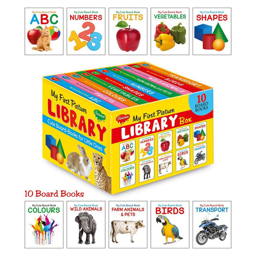 My First Picture Library Cute Board-Books For Little Ones (Set of 10 Board Books in Small Size) - SapienKid™