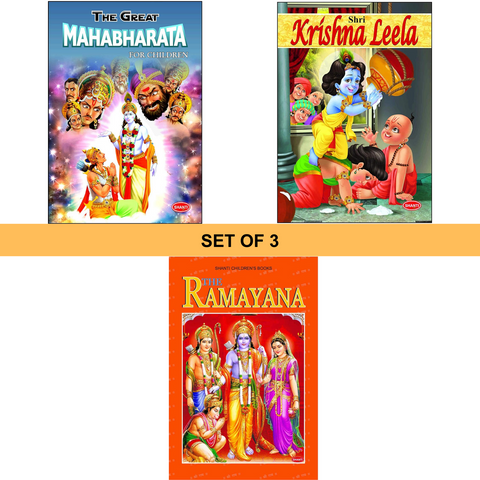 Ramayana, Mahabharata & Krishna Leela For Kids - English (Set of 3 Books) - SapienKid™