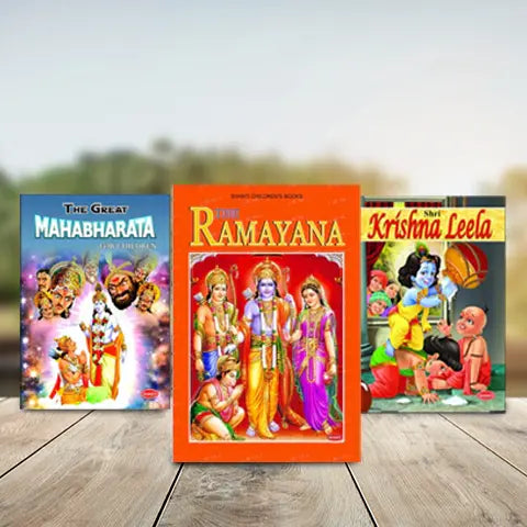 Ramayana, Mahabharata & Krishna Leela For Kids - English (Set of 3 Books)