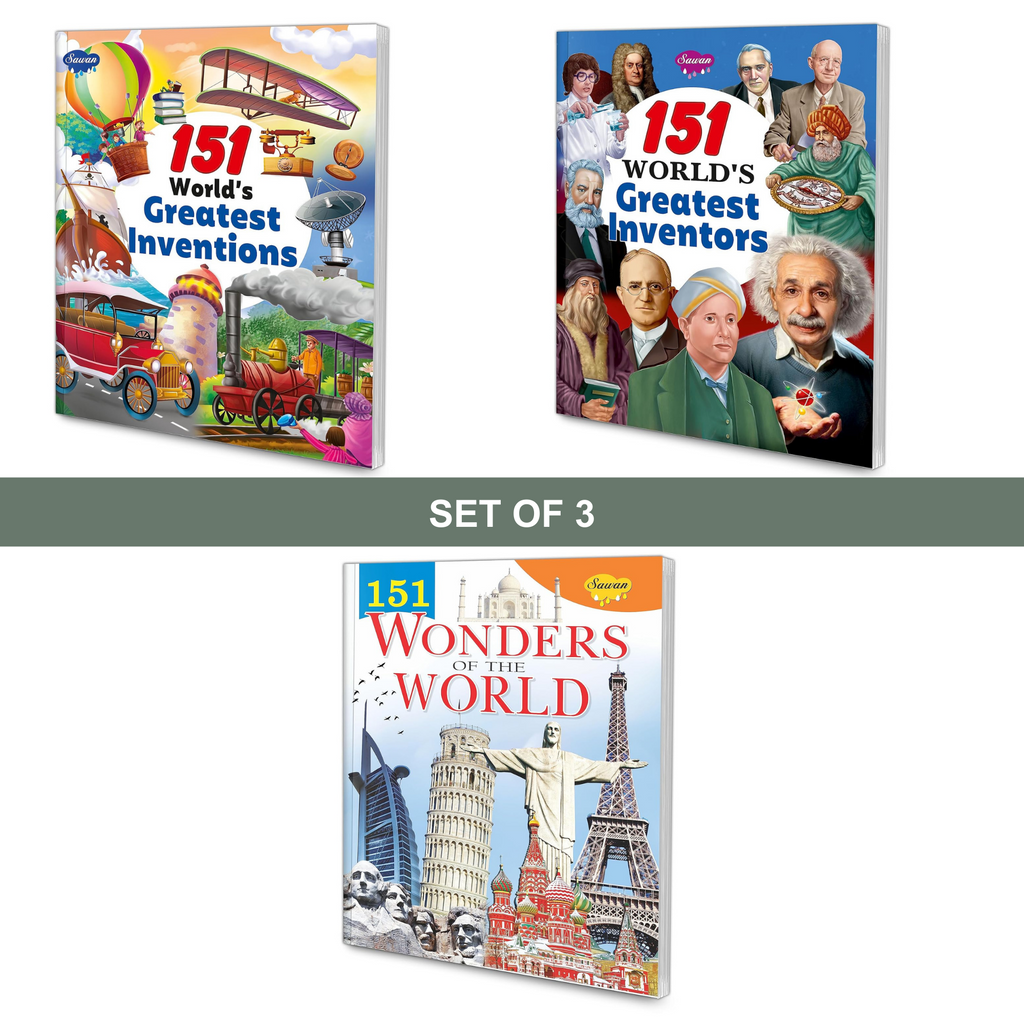 Set of 3 - Greatest Inventors, Inventions & Wonders of World