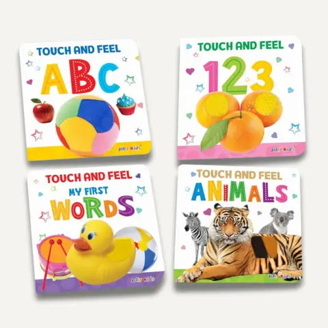 Jolly Kids Touch and Feel Padded Picture Books for Kids - Set of 4